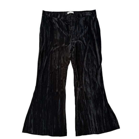 Zara black velvet flare leg pants size XXL - Picture 1 of 7